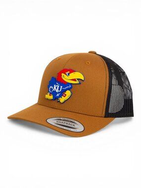 Kansas Jayhawks 3D YP Snapback Trucker Hat- Carmel/ Black